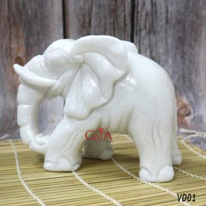 Tượng voi phong thủy đá trắng